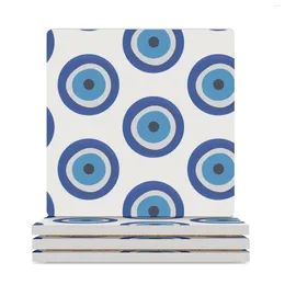 Table Mats Evil Eye Ceramic Coasters (Square) Cup Holder Flower Stand