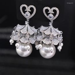 Dangle Earrings Bilincolor Luxury Tassle White Pearl Earring For Women