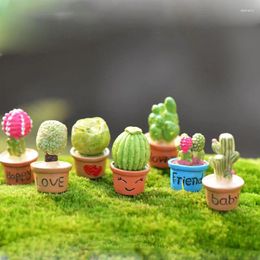 Decorative Flowers 7Pcs Tiny Succulents Cactus Figurines Fairy Garden Accessories Miniature Simulation Plants Pot