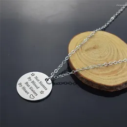 Pendant Necklaces Not Sisters By Blood But Heart Engraved Necklace Friendship Gift For Women Girls Teens Round