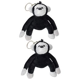 2 Pcs Orangutan Keychain Stuffed Animals Black Purse Toy Schoolbag Plush Pendants Gorilla Backpack Baby Backpacks