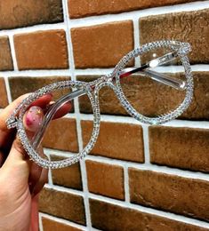 Sunglasses Gold Diamond Cat Eye For Women Brand Designer Shades Sun Glasses Men Vintage Metal Clear Eyeglasses UV4008791458