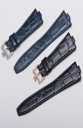 Black Dark Blue Genuine Cow leather straps fit For constantin 47660000G9829 watch 25mm 9mm lug Overseas watchbands bracelet2391456