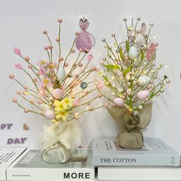 Party Decoration 45cm Artificial Easter Eggs Tree Spring Home Crafts DIY Decor Happy 2024 Gift Tabletop Ornaments