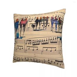 Pillow Music Sheet Painting Musical Note Pillowcase Cover Decor Colourful Retor Throw Case Home Square 45X45cm