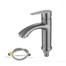 Bathroom Sink Faucets G1/2 304 Stainless Steel Single Cold Washbasin Faucet One-handle Low-lead Environmental Protection Brushed Tap