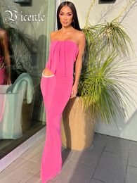 Casual Dresses VC 2024 Summer Party Dress For Women Sexy Strapless Waist Cut Out Crystal Decoration Slim Long Vestidos