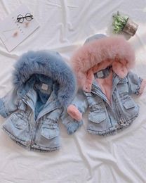 Down Coat Winter Girls Clothing Baby Girl Clothes Jean Jacket Outerwear Fur Velvet Toddler Kids Parka Children039s Denim Jacket3229966