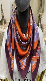 New style size 90cm 90cm good quality 100 twill silk material orange Colour print pattern square scarf for women7135935