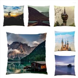 Pillow Covers 45x45 Polyester Linen Living Room Decoration Velvet Fabric Real Picture Decorative Cases Comfortable E0795