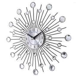 Wall Clocks 33cm Round Watches Quartz Movement Hanging Circle Decor Battery Powered Jewelled Artistic Background For Living Room