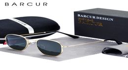 BARCUR Classic Retro Reflective Sunglasses Man Hexagon Sunglasses Metal Frame Eyewear Sun Glasses With Box De Sol gafas CY2005202824638
