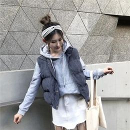 Women's Vests Jacket Vest Winter Loose Puffer Cotton Coat Corduroy Short Women Chaleco Mujer