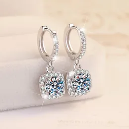Stud Earrings 925 Silver Mosonite Female Princess Square Bag Bracelet Light Luxury Wedding Jewelry