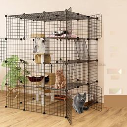 Cat Carriers Luxury Super Gate Cage Wide Large Platform Home Villa Free Space Indoor House Multi-layer