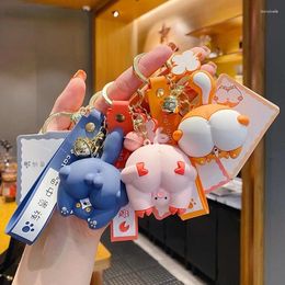 Hooks Creative Cartoon Funny PP Jun Doll Car Key Chain Cute Pig Male And Female Ring Pendant Small Gift