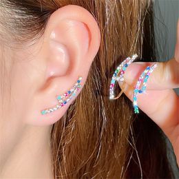 colorful long diamond designer earrings for woman party double rows 3A zirconia stud ear silver earring luxury 18k gold studs jewelry daily outfit girlfriend gift