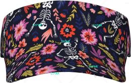 Berets Dancing Skeletons Floral Garden Print Sunscreen Visor Hats For Women Men Empty Top Tennis Golf