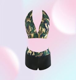 2017 New Sexy Halter Bikini Set Swimwear Women Push up Swimsuit Camouflage Print Beach Bathing Suits QP02086696237