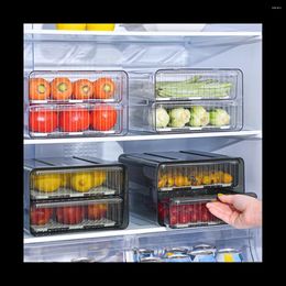 Storage Bottles Double-Layer Egg Box PET Transparent Kitchen Refrigerator Organizadores Crisper Plastic Household Drawer Green A