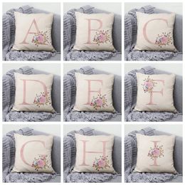 Pillow 26 Letter Pink Pillowcase Floral Decor Sofa Cover