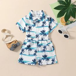 Clothing Sets Toddler Baby Boy Summer Lapel Short Sleeve T-Shirt Tree Print Pullover Tee Tracksuit Top Outfit Clothes Elastic Pocket Set