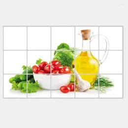 Wall Stickers 75x45CM Decor Paper Waterproof Anti-Oil Stain Aluminium Foil Sticker Fruit Vegetable Pattern Home