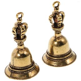 Party Supplies 2pcs Brass Ring Chime Charms Ornaments Keychain Pendant Handheld Tibetan Vintage