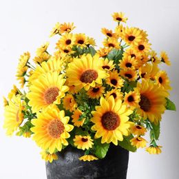 Decorative Flowers 13 Heads/ Artificial Sunflower Simulated Silk For Pography Props Centrepieces Arrangements Party Home Decoration