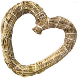 Decorative Flowers Straw Heart Wreath Hanging Wedding Birthday Party Wall Decor