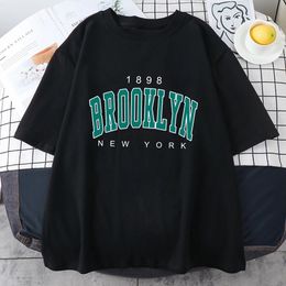 1898 Brooklyn York Letter Printed Cotton T Shirts For Man Personality Street Hip Hop Clothing Oversize All-math Mens Tops 240412