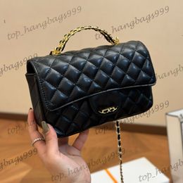 Womens Luxury Brand Classic Mini Cf Metal Letter Handle Quilted Bags Diamond Lattice Gold Chain Crossbody Shoulder Handbags With Back Pouch Wallet Purse 20x13cm