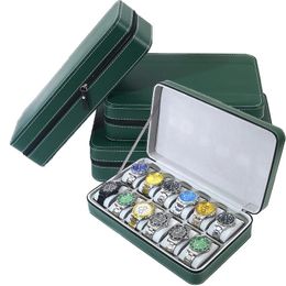 61012 Slot Watch Box Portable Travel Zipper PU Leather Storage Case Display for Business Trips and Gifts 240412