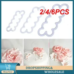 Baking Moulds 2/4/6PCS Flower Shaped Cutter Fondant Cake 3d Rose Petal Kitchen Tools And Gadgets Embossed Mold Elegant Diy