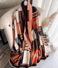 Scarves Winter Scarf For Women Warm Pashmina Blanket Printed Large Cashmere Shawl Wraps Female Foulard Thicken BufandasScarves Sca7936223