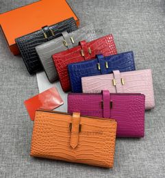 Long Wallets Alligator Cowskin Card holders Silver Gold Hardware Purse Bags fashion Genuine leather wallet For lady woman 51233352655