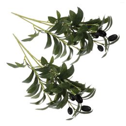 Decorative Flowers 2 Pcs Artificial Olive Leaf Desktop Plant Garden Decor Home Fake Stems Wedding Faux Greenery For Vase Floral Household