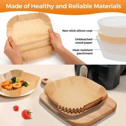 Baking Tools 50Pcs Air Fryer Disposable Parchment Paper Liner Oil-proof Tray Non-Stick Mat Accessories Square