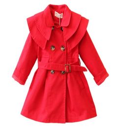 causal new baby girl trench coat European solid cotton trench jacket for 16years girls kids children outerwear coat clothes7617045