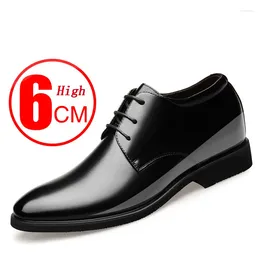 Dress Shoes Men Elevator 2024 Men's Cowhide Leather Hidden Heels 6CM Height Increasing Office Man