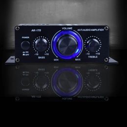 Amplifiers AK170 12V Mini Digital Power Audio HiFi Amplifier Blue LED Light Two Channel Output Home Theater Amplifier Low Distortion