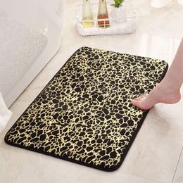 Bath Mats Gold Leopard Print Mat Memory Foam Slow Rebound Bathroom Vintage Decorative Floor Entry Door