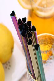 Drinking Straw Reusable Metal Straw Heartshaped Bubble Tea Straws 304 Stainless Steel Pearl Milkshake Straw 215cm LX30949710709