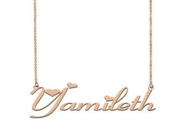 Yamileth Name Necklace Custom Nameplate Pendant for Women Girls Birthday Gift Kids Friends Jewellery 18k Gold Plated Stainless 6549332