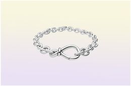 Women Fashion Chunky Infinity Knot Chain Bracelets 925 Sterling Silver Femme Jewelry Fit Beads Luxury Design Charm Bracelet Lady Gift With Original Box5145544