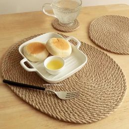 Table Mats Woven Placemat Drink Cup Hand-woven Cotton Rope Dining Mat Insulation Kitchen Pad Dish Bowl Pads Pot Holder