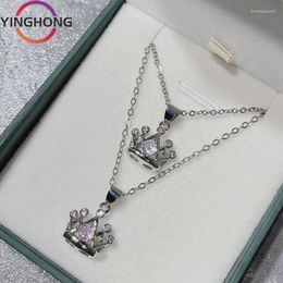 Pendants QueXiang S925 Sterling Silver Original 2024 Crown White Diamond Necklace Women's Jewellery Fashion Charm Exquisite Gift