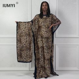 Ethnic Clothing 2024 WINYI Leopard Print Crew Neck Kaftan Abaya Modest Batwing Sleeve Maxi Dress With A Hijab Women's Africa