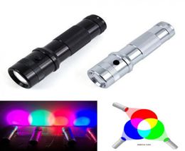 Whole Colorshine Colour Changing RGB LED Flashlight 3W Aluminium Alloy RGB Edison LED Multicolor LED Rainbow Torch for home par3733122