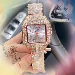 Popular mens full diamonds ring strap watch quartz battery shiny starry waterproof clock table day date time square face all the crime cool chain bracelet wristwatch